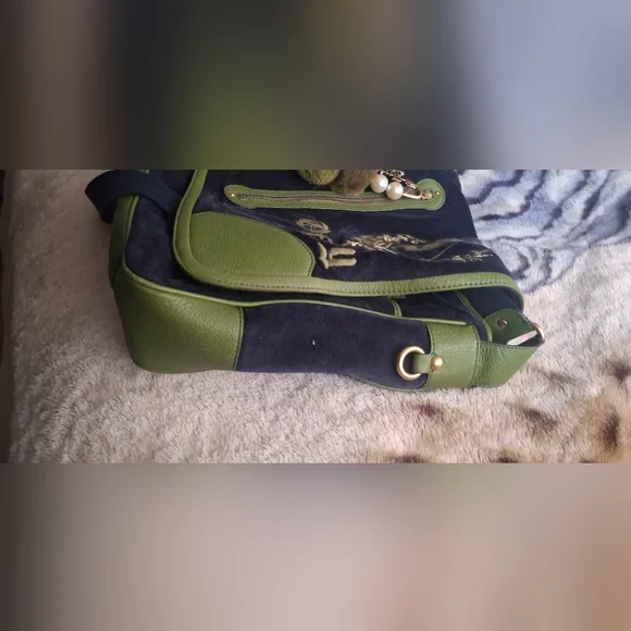 Juicy Couture Green and Navy Shoulder Bag - Picture 8 of 10
